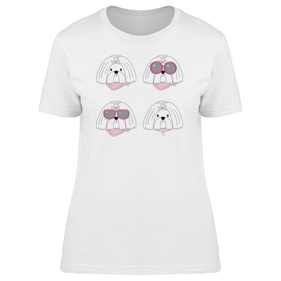 Fashion Shih Tzu Doodle Set T-Shirt Women -Image by Shutterstock, Female XX-Large