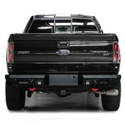 Vijay Rear Bumper Compatible with 2010-2011-2012-2013-2014 Ford F150 Raptor Textured Black Steel with Lights and D-rings