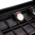thumbnail image 2 of Leather 12 Watch Collection Jewelry Tie Box Valet Organizer Carbon Fiber Display Storage Case, 2 of 6