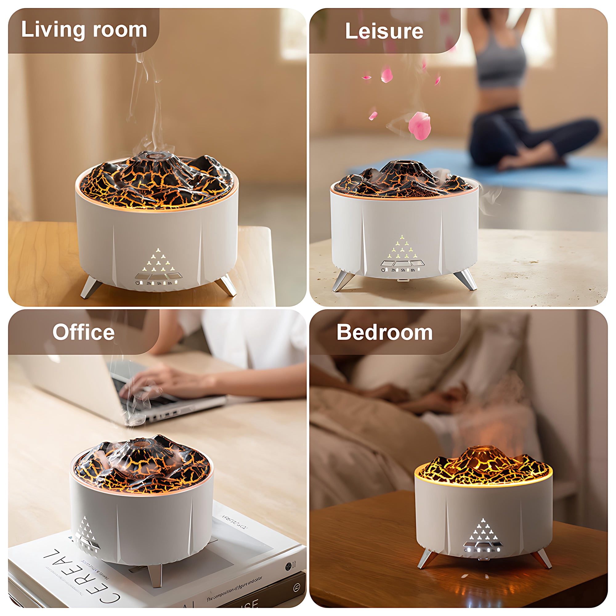 INSMART Aromatherapy Diffuser & White Noise Machine, 350ml Cool Mist Humidifier with Flame Effect, Bluetooth Speaker, 3 Timer, Night Light for Home, Office, Nursery
