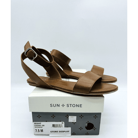 

Sun + Stone Women s Miiah Flat Sandals- Cognac US 7.5M