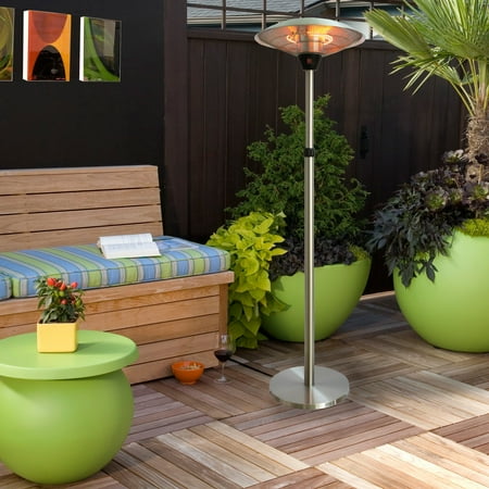Floor Standing Electric Patio Heater EnerG+ HEA-21821SH-T Standing Outdoor Electric Infrared Heater with Telescopic Adjustable Pole, 1500W ()