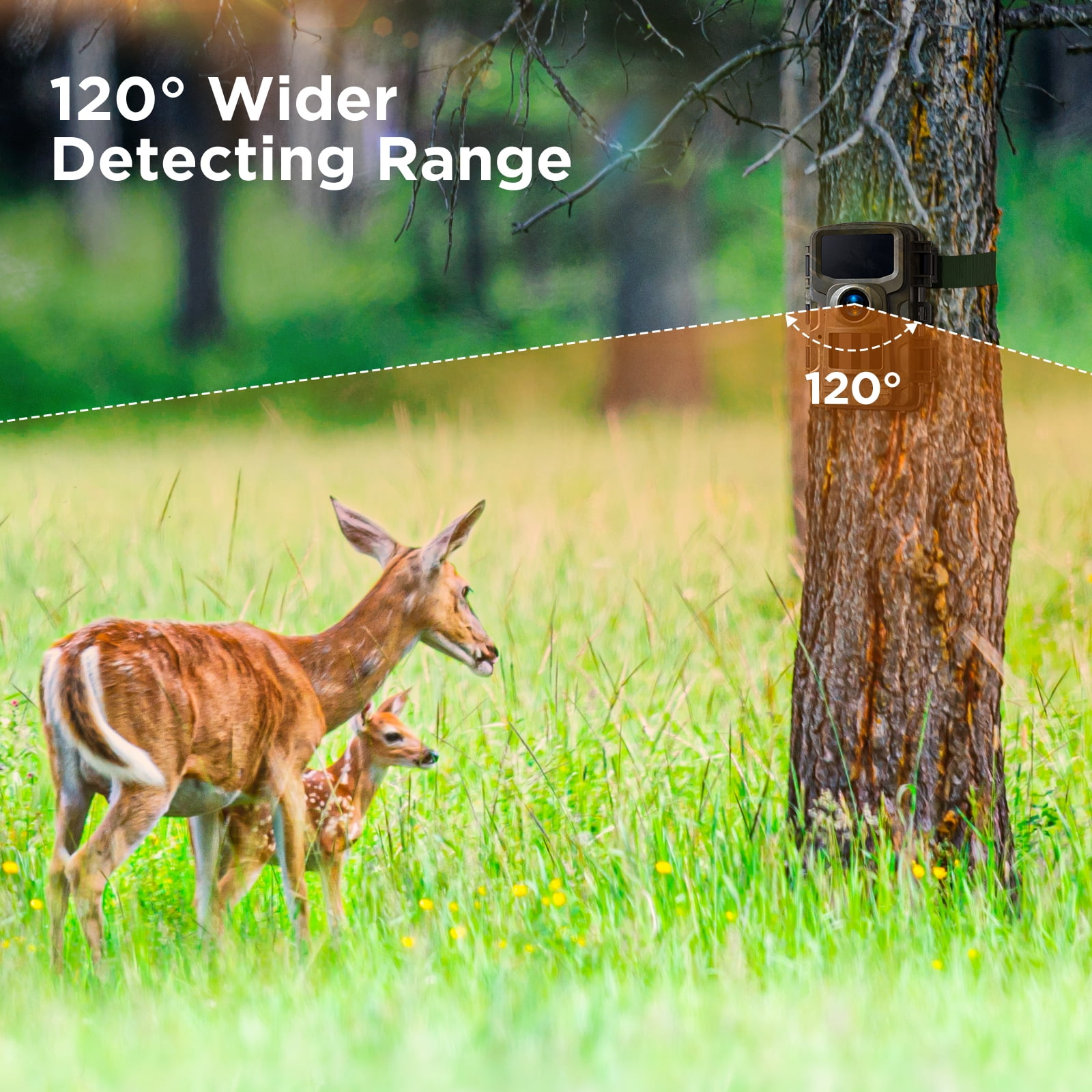 CAMPARK 2K 36MP Trail Camera with SD Card and Batteries Game Camera with 120°Wide-Angle Motion Latest Sensor View Hunting Deer Cam with Night Vision IP66 Waterproof 2.0" LCD for Wildlife Monitoring
