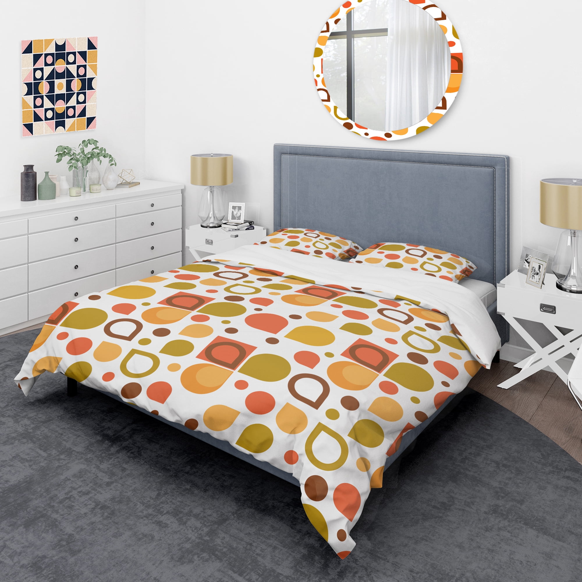 Designart 'Abstract Retro Geometric I' Mid-Century Modern Duvet Cover Set