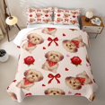 thumbnail image 2 of Homewish Valentine Pet Dog Twin Quilt Set,Rose Floral Bowknot Twin Coverlet Set,Cream,2-Piece, 2 of 7