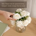 thumbnail image 5 of NiHome Artificial White Roses in Elegant Clear Glass Vase, Realistic Silk Flowers with Heart and Ball Pendants for Dining Table, Coffee Table, Farmhouse, Bathroom, Living Room and Home Office Décor, 5 of 7