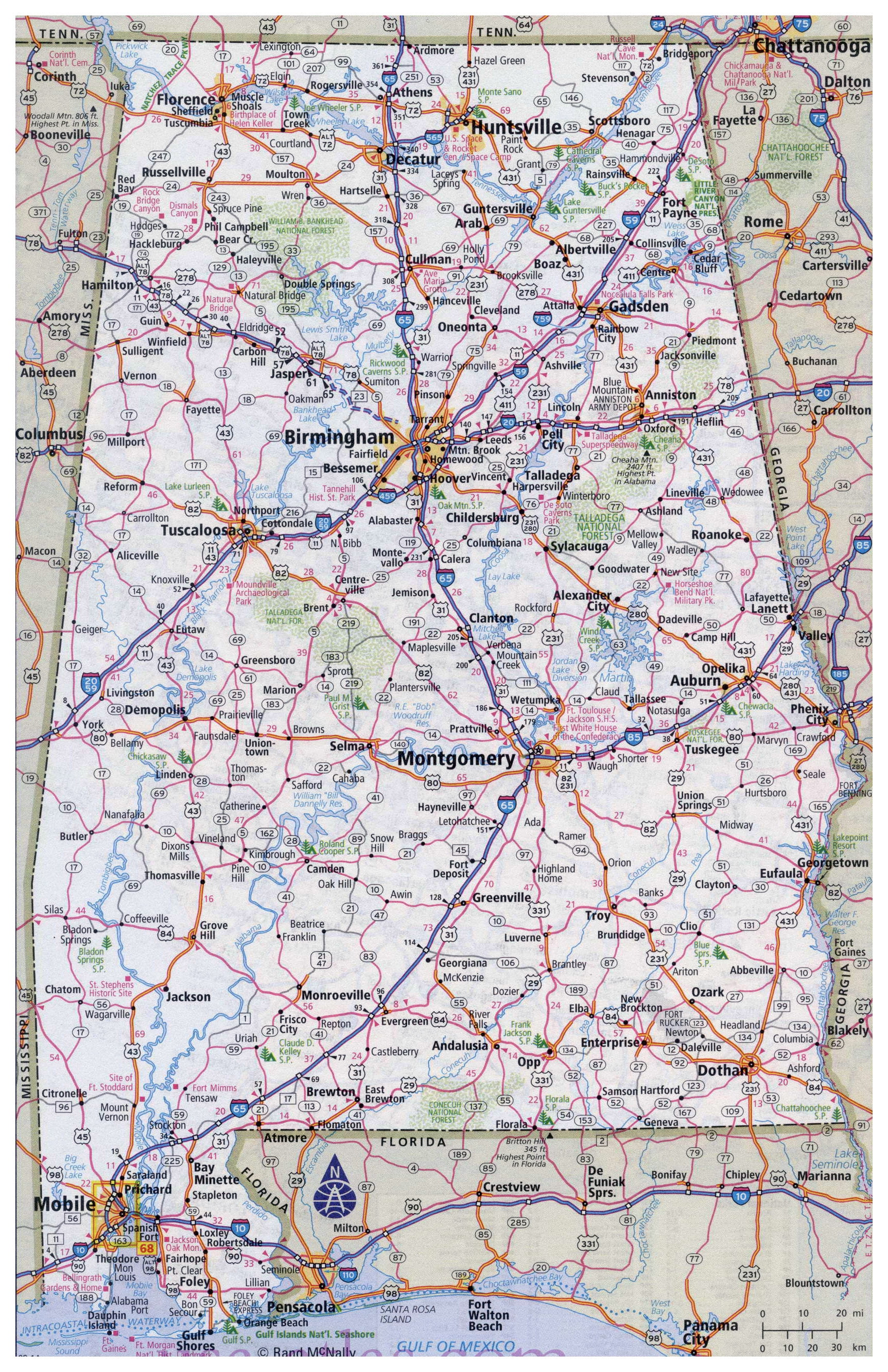 Laminated Map Large Detailed Roads And Highways Map Of Alabama State With All Cities Poster 20 X 30 Walmart Com