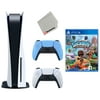 Sony Playstation 5 Disc Version with Extra Controller, Sackboy: A Big Adventure and Cleaning Cloth Bundle - Starlight Blue - Refurbished