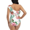 thumbnail image 6 of Yiaed Flamingo Flower Print Women One Piece Swimsuits Tummy Control One Shoulder Bathing Suits Pattern Ruffle Swimwear-Small, 6 of 8