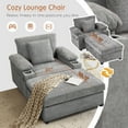 thumbnail image 3 of KINFFICT Accent Chair with Ottoman, Indoor Chaise Lounge with USB and Storage, Cozy Living Room Lounge Chair, Light Gray Chenille, 3 of 8