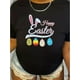 thumbnail image 1 of Happy Easter Bunny & Eggs Graphic T-Shirt for Women - Casual Knit Fabric, All-Season, Round Neck, 1 of 5