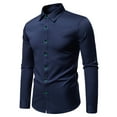 thumbnail image 2 of safuny Men's Slim Dress Shirt Long Sleeve Button Down Embroidered Casual Top Navy XXL, 2 of 7
