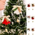 thumbnail image 1 of Decoración de campanas colgantes para árbol de Navidad | Timbre colgante de pelusa y metal | Blanco, tinto, café | Adorno de campanilla de viento de 3,35 pulgadas | Lazo de cinta festiva | Sonido, 1 of 6