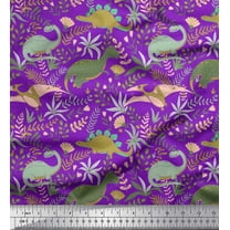 Soimoi Rayon Fabric Leaves,Floral & Dinosaur Jungle Printed Fabric 1 Yard 42 Inch Wide