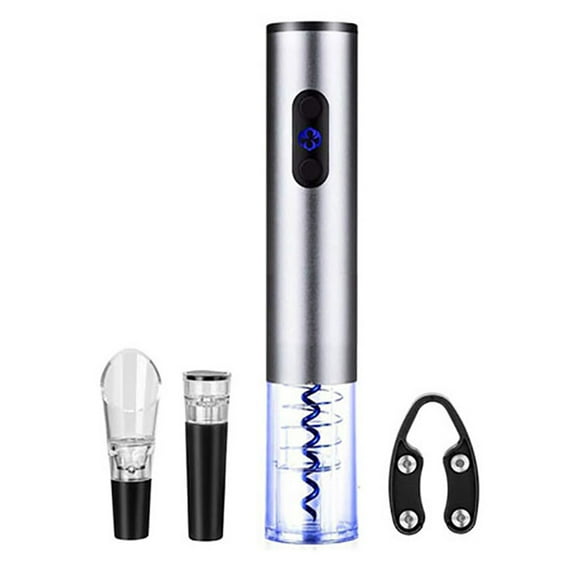 Brentwood WA-2001S Electric Wine Bottle Opener with Foil Cutter, Vacuum Stopper and Aerator Pourer - Silver