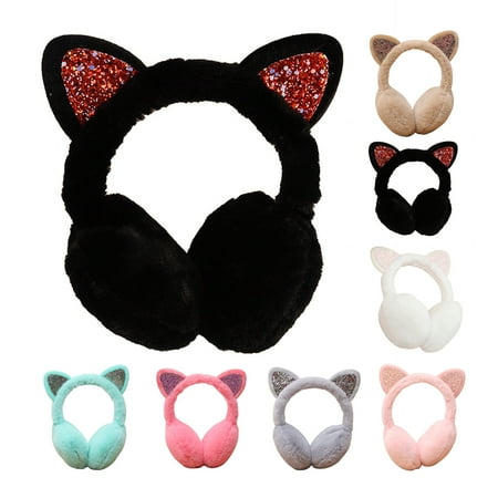 

Dengjunhu 1/2PCS Warm Cat Ear Muffs Cute Catear Earmuff For Girls Fluffy Women Womens Headband Faux Fur Outdoor Earmuffs for Outdoor Winter