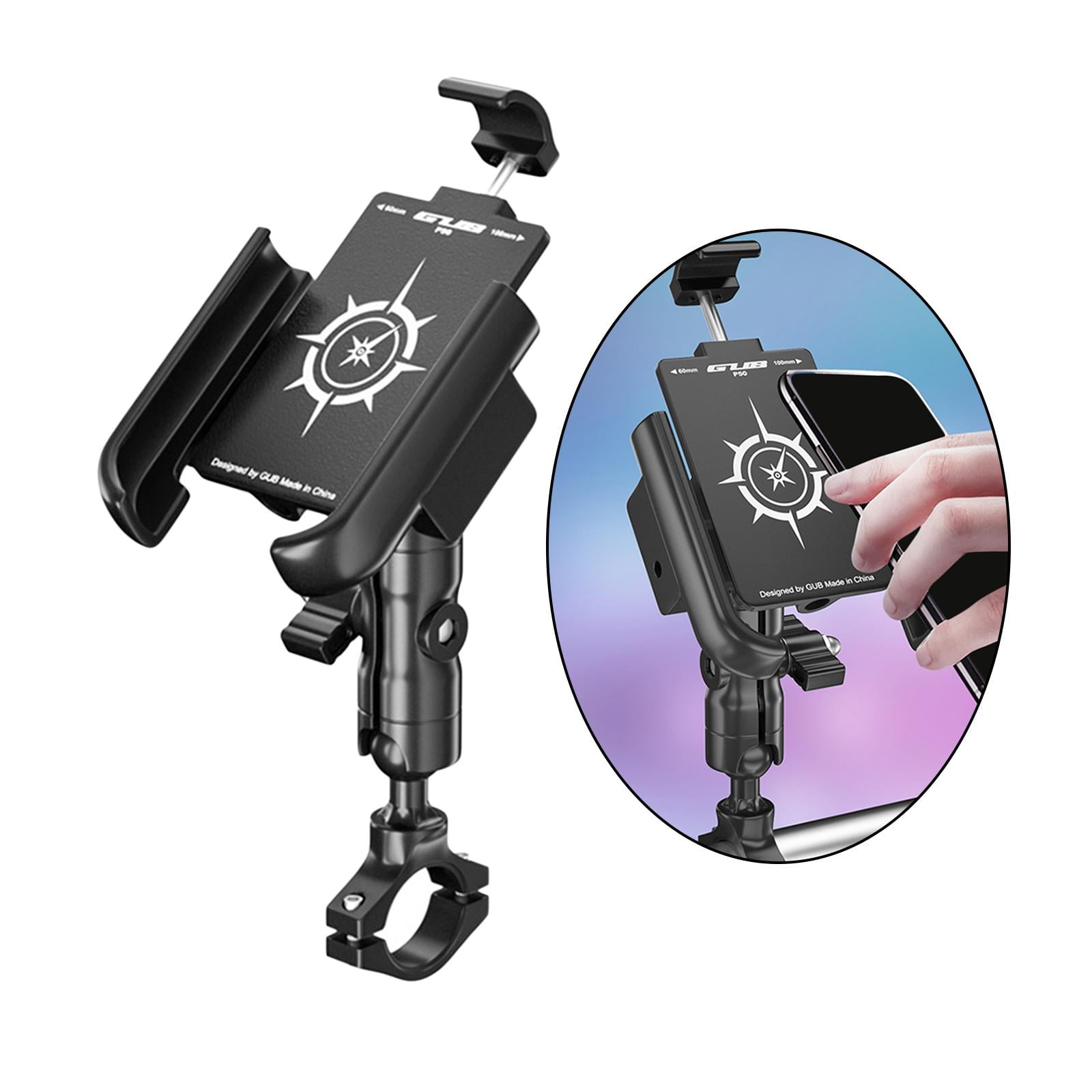 Motorcycle Phone Holder 360 Rotatable Angles Handlebar Bike Metal Mount, Full Protection