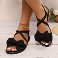 thumbnail image 4 of Women's Bow Flat Sandals Open Toe Crisscross Strappy Elastic Slingback Fashion Comfortable Non Slip Summer Casual Beach Vacation Shoes, 40, 4 of 4