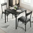 thumbnail image 4 of Space-Saving 3 Piece Dining Table Set for 2 – Square Kitchen Table & 2 Upholstered Chairs – Compact Dining Room Furniture – Fits Small Spaces, Apartments, Studios – Rustic Black – Black, 4 of 8