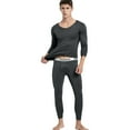 thumbnail image 5 of Men's Winter Thermal Underwear Set, Fleece-Lined Thin V-Neck Cationic Top and Pants, Seamless Quick-Warming Base Layer For Cold Weather,Dark Gray,2XL, 5 of 6
