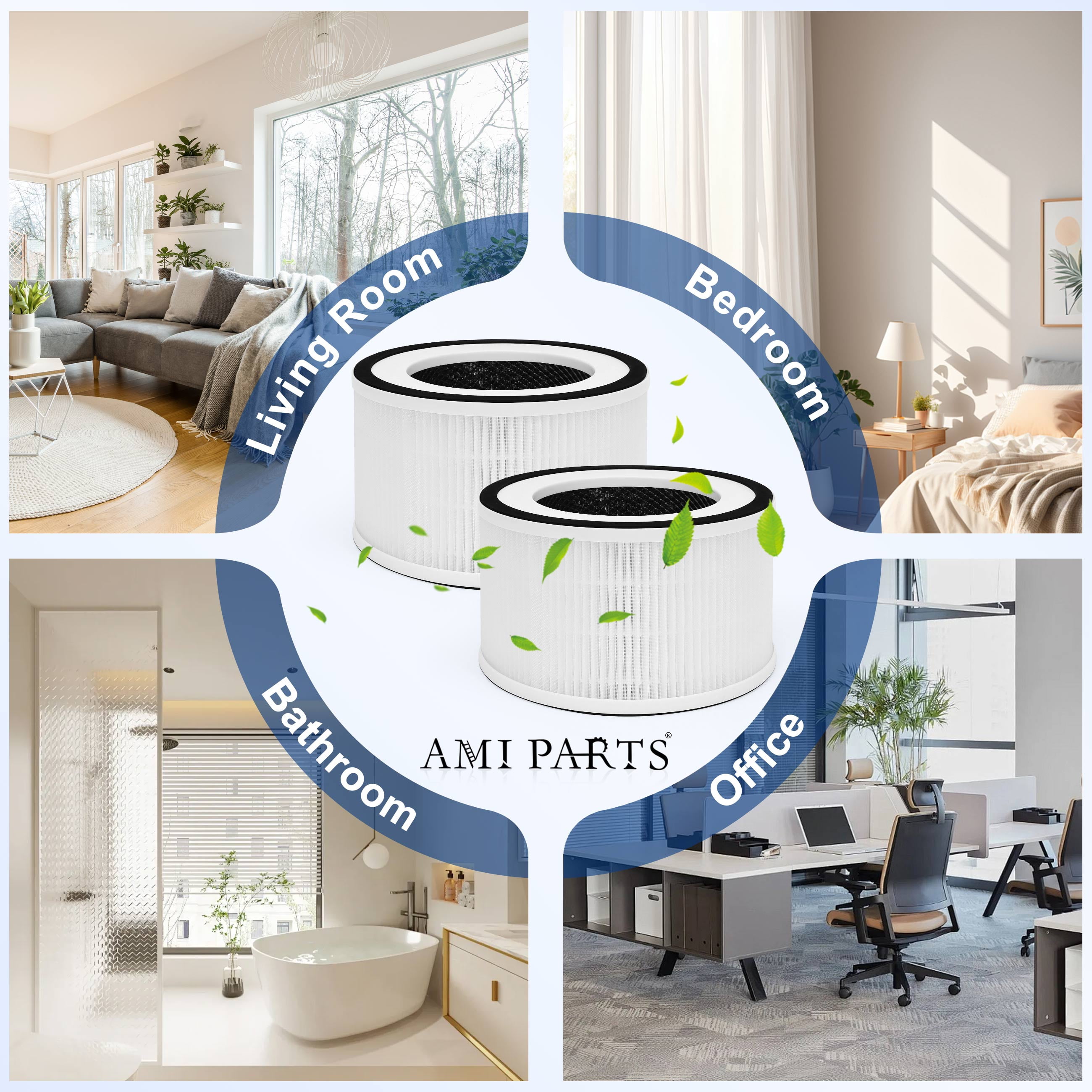 AMI PARTS Allo True HEPA Filter Air Purifier Replacement Compatible with MOOKA Allo and Hon-ati Air Purifier,2 Packs