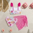 thumbnail image 6 of SGMVNU Girls Bikini Set with Swimsuit Coverups Skirt, 3 Piece Bathing Suit, Summer Beach Cute Swimwear Set, Size 7-8 Years, cl1-Hot Pink, 6 of 6