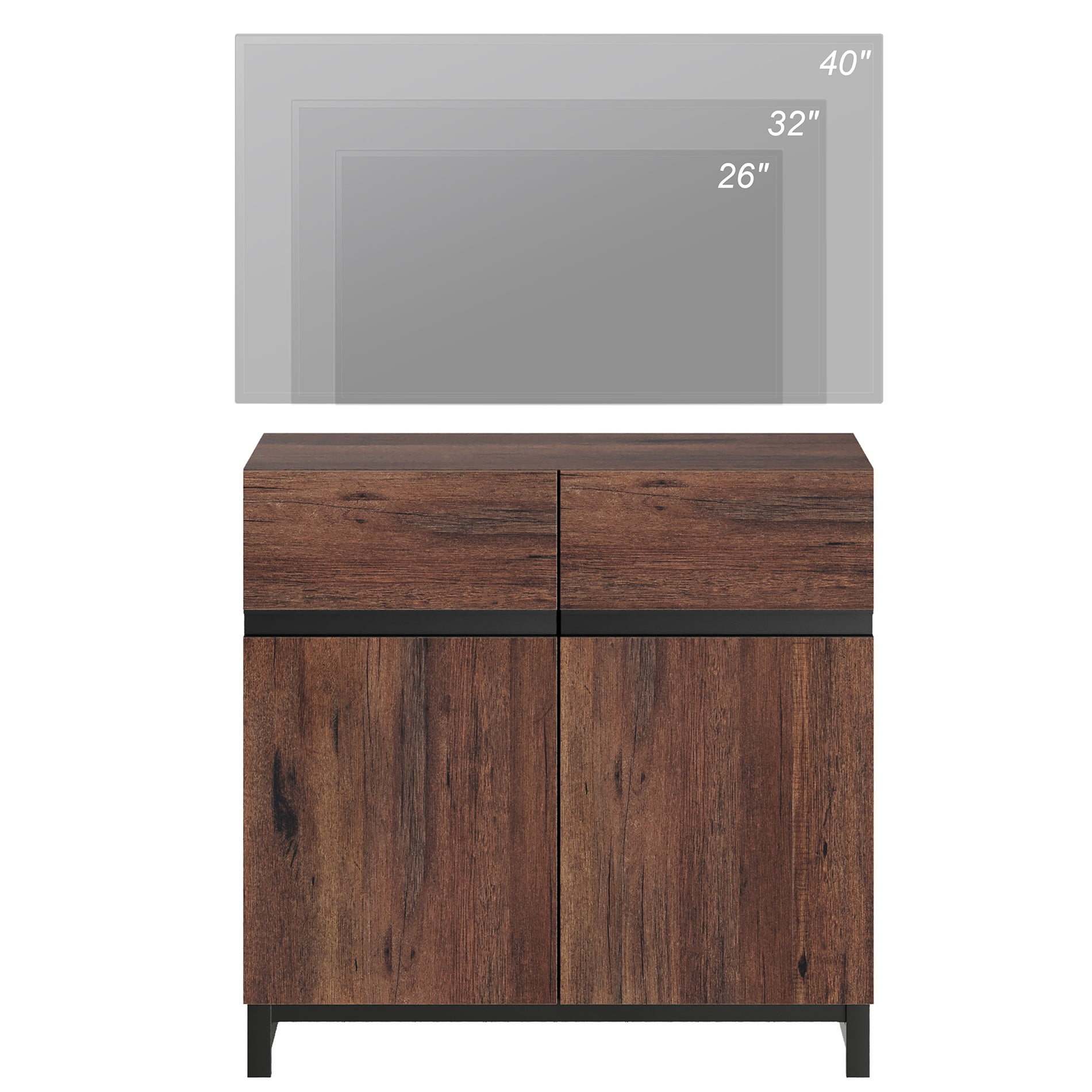 Modern TV Stand for TVs Walnut