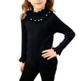 thumbnail image 2 of Mceream Girls Mock Neck Shirt Cute Ruffle Ribbed Knit Pullover Tops Shirt Long Sleeve Tops Casual Fashion Outfit Warm Soft School Uniform Clothes Blouse 2-10 Years, 2 of 7