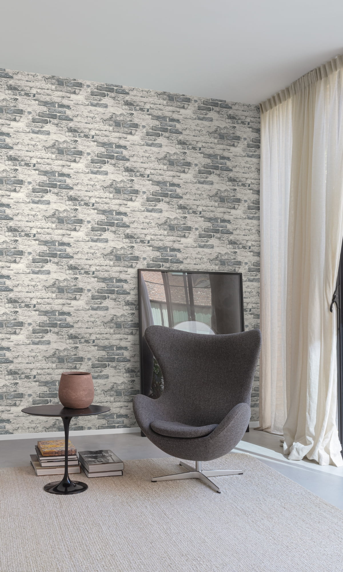 Grey & White Concrete Brick Effect Wallpaper R8389