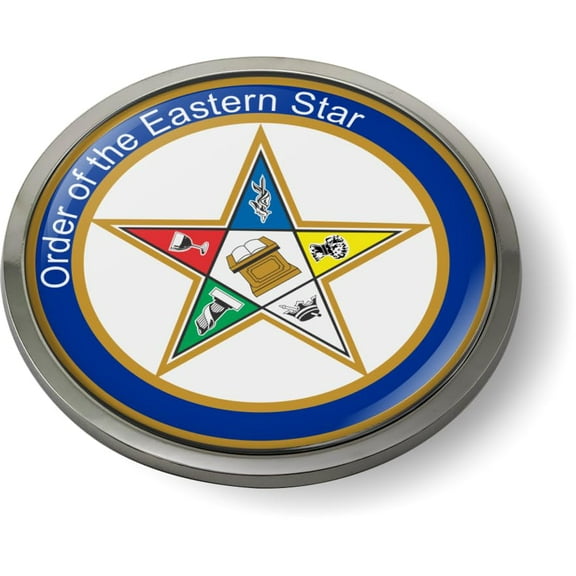 Order of The Eastern Star (OES) 3D Domed CAR Emblem Badge Sticker Chrome Metal Bezel