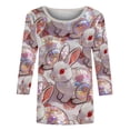 thumbnail image 4 of cocolona Womens Easter 3/4 Sleeve Shirts Cute Bunny T-Shirts Summer Crew Neck Tops Graphic Tees, 4 of 7