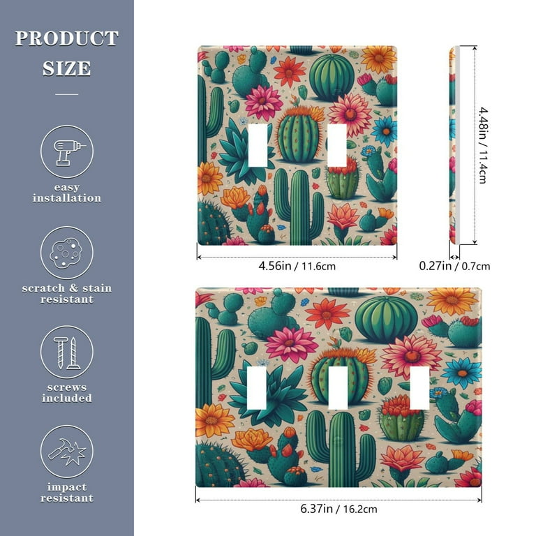 2 Gang Light Switch Cover Plate Cactus and Desert Flower Wall Plate  Decorate Electrical Outlet Cover Plates 4.56x4.48 - Walmart.com