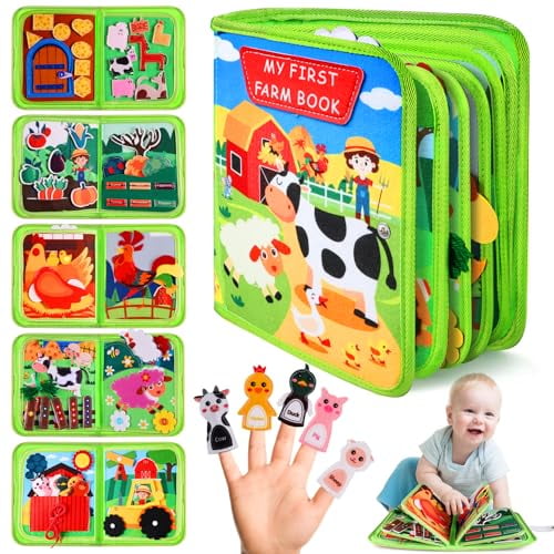 Busy Board for Toddler,Montessori Toys Farm Animals Busy Book for 2-4 Year Old Boy Girl,Quiet Activity Books Gift for Kid,Felt Busy Learning Toy for Toddlers,Car Airplane Travel Toys