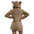 thumbnail image 7 of Womens Fleece Short Romper with Cute Bear Hood Front Zipper Soft Fuzzy Sherpa Onesies Pajamas for Women Teens (L, Brown), 7 of 7