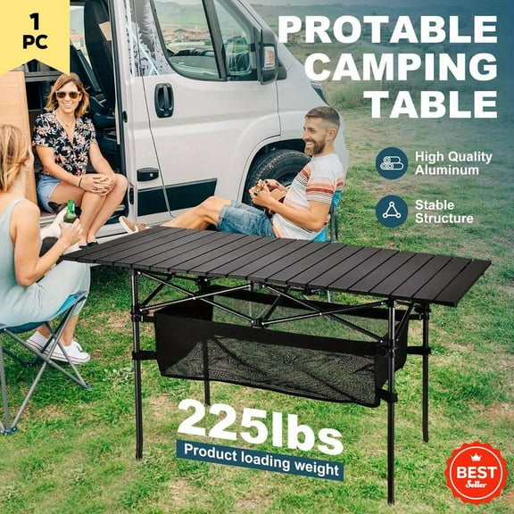 Portable Outdoor Folding Picnic Table, Lightweight Aluminum Roll-Up Design with Carry Bag, Perfect for Camping, Beach, BBQ, Backyard, Patio, and Picnic Gatherings