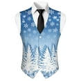 thumbnail image 5 of Yuyamidu Blue Snowflake Mens V Neck Suit Vest for Wedding Prom Tuxedo Dress with Adjustable Back Strap Christmas Tree Casual Waistcoat for Men Size S, 5 of 7