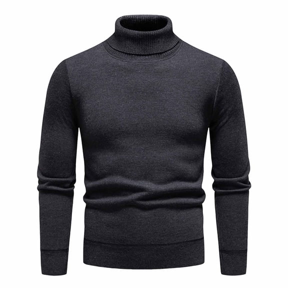 Mens Turtleneck Sweater Casual Classic Fit Long Sleeve Knit Pullovers Fall Winter Warm Basic Tops Athletic Work Outfit (4XL, Dark Gray)