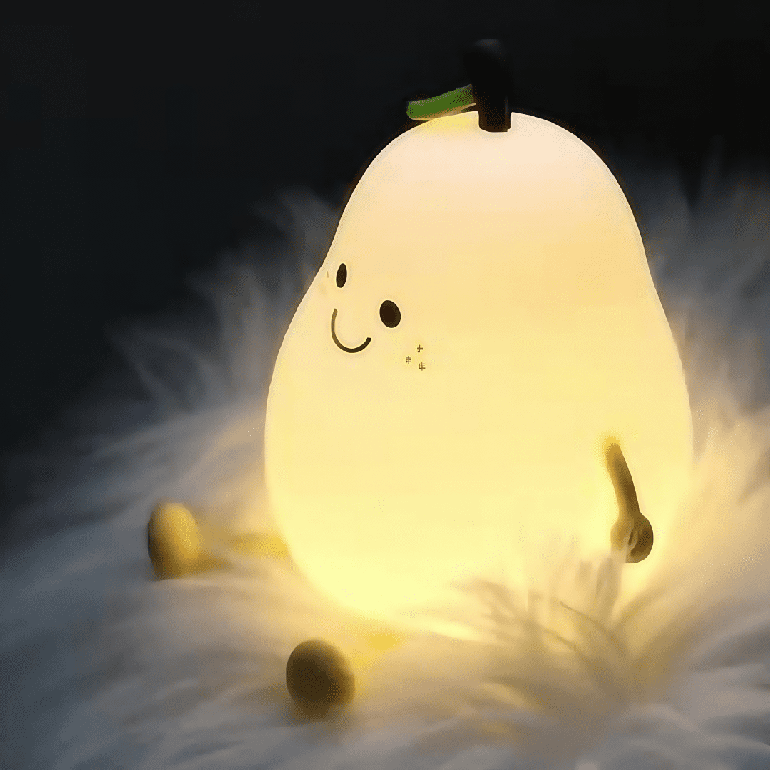 Children Cute Silicone Pear Shaped Lamp, Dimmable Baby Night Light, Bedroom and Kids Room Decoration, 2 pack