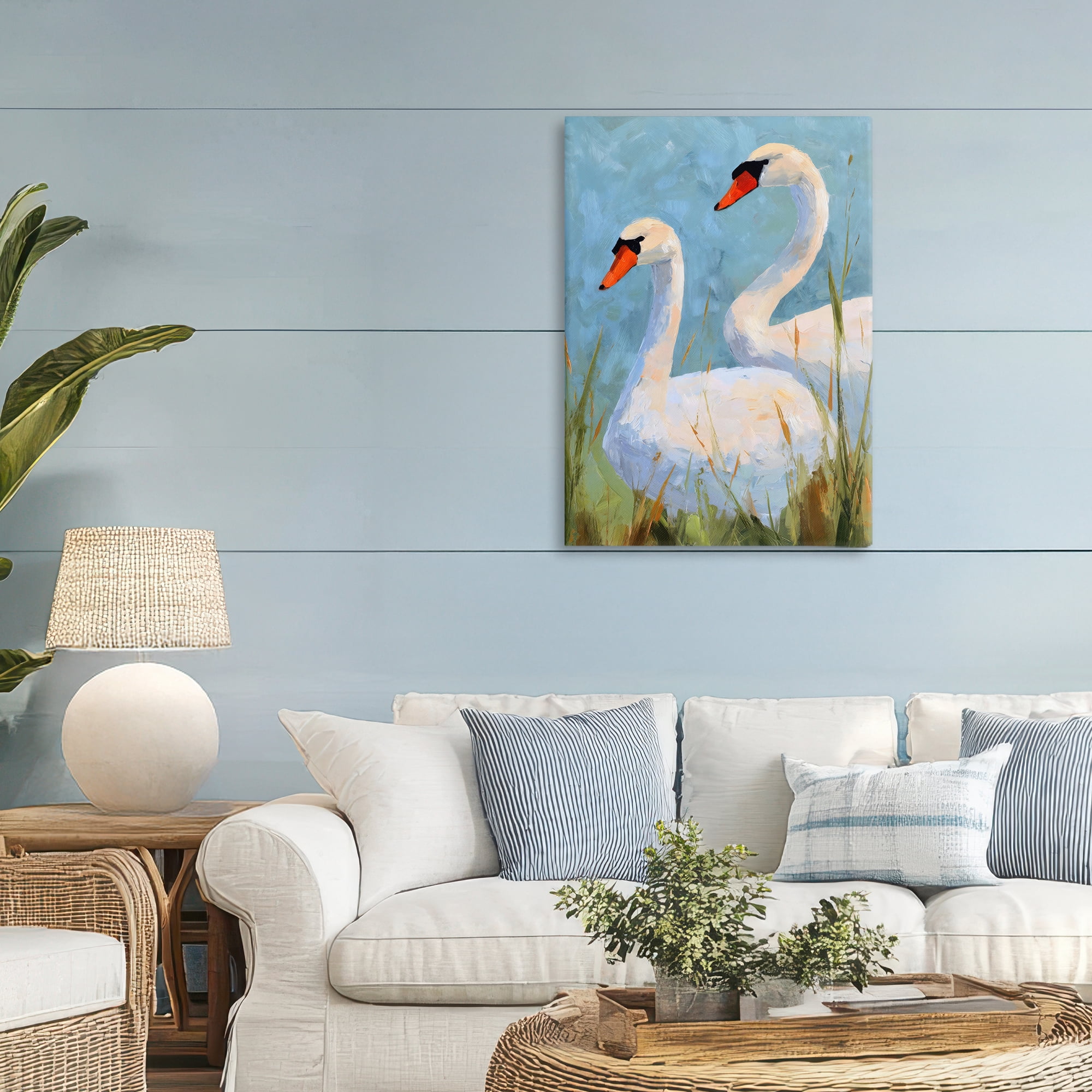 Stupell Industries Long Necks Swan Pear Canvas Wall Art, design by Petal Prints Design