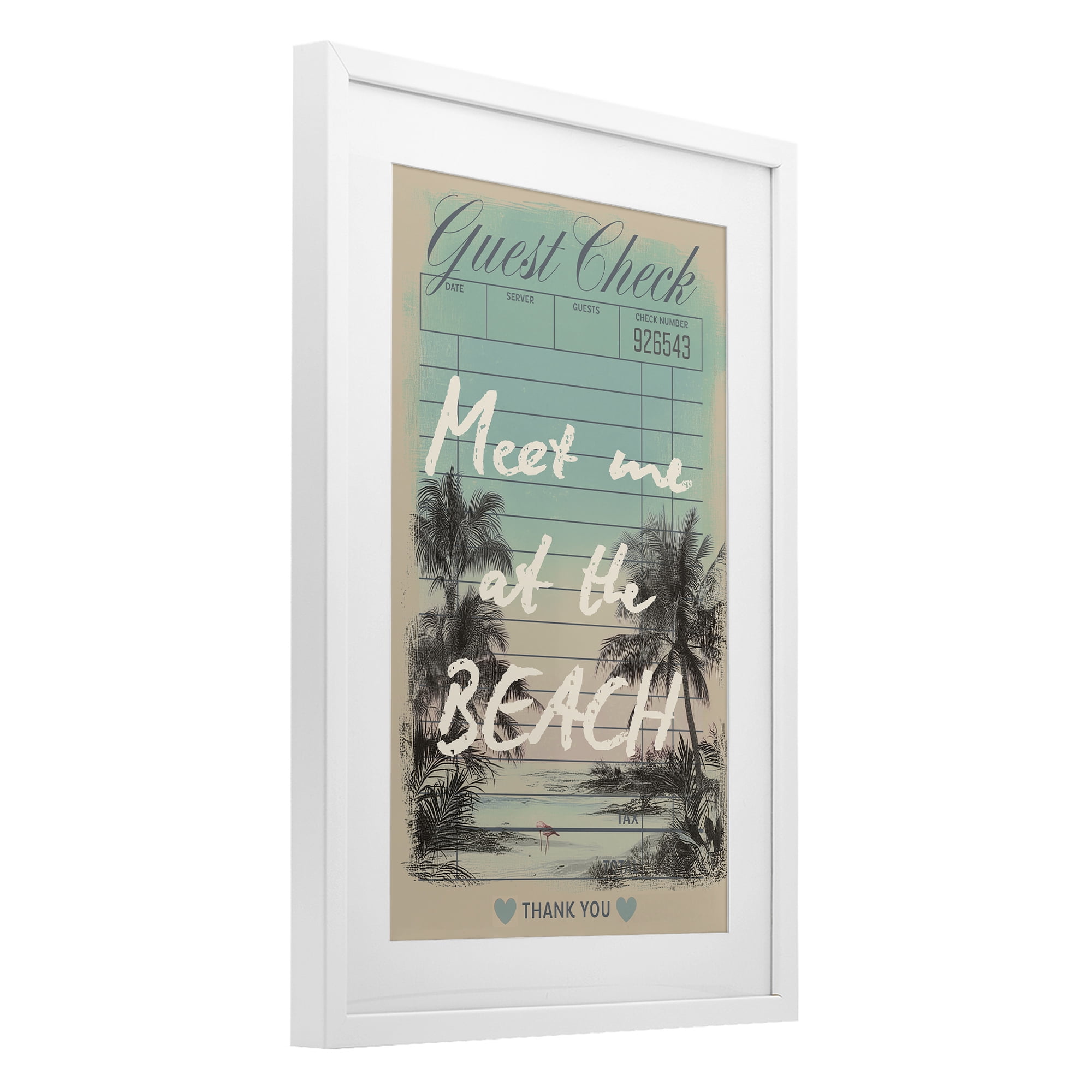 Stupell Industries Meet Me At Beach Check White Framed Print Under Glass, design by Annabelle Hall