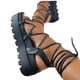 thumbnail image 3 of Sandalias de primavera para mujer, zapatos planos de color sólido, adecuados para múltiples escenarios, zapatos romanos de suela gruesa, zapatos de mujer, 3 of 3