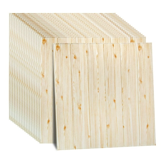 UNICOO® 3D Wall Panels Peel and Stick Self-Adhesive Real Bricks Effect Wall Tiles for Kids Room Bathroom Living Room TV Walls Sofa Background Wall Decoration. 116sq ft 20 Packs (Log Grain)