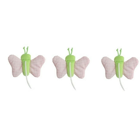 Replacement Toys for Fisher-Price Butterfly Garden Papasan Cradle 'n Swing K7923 - Includes 3 Pink and White Gingham Checked Butterflies
