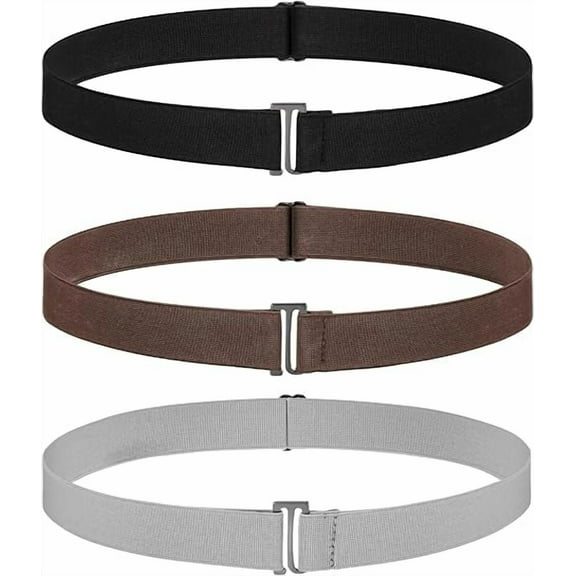 SATINIOR 3 Pack Women Elastic Stretch Belt Invisible Belts with Flat Buckle for Jeans Pants Dresses