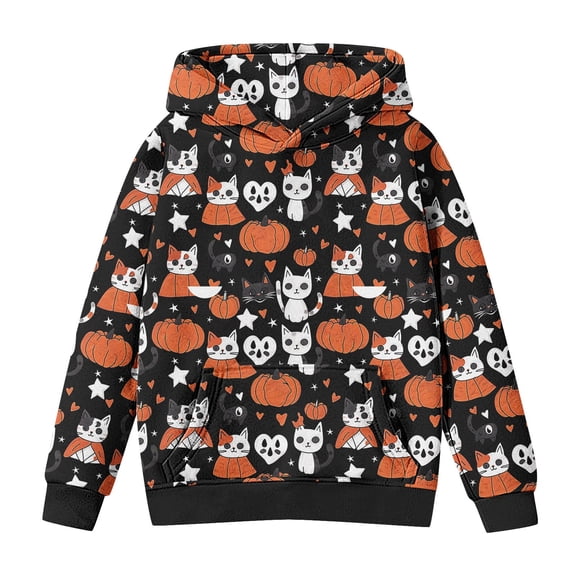 CLOISE Hoodie Kids Girls Boys Youth Halloween Long Sleeve Hooded Sweatshirt Tops Ghost Print Outfits Fall Winter Clothes Multicolor 7-8T
