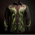 thumbnail image 1 of Camisa para hombre con diseño abstracto de arte colorido y bloques de color para uso diario, otoño e invierno, manga larga con puños, color morado, 2024, 1 of 6