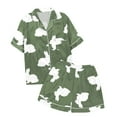 thumbnail image 4 of Yuanlong Womens Pajama Sets Summer Cute Rabbit Lapel Short Sleeved Shorts 2 Piece Pajamas Casual Loungewear With Pocket, 4 of 5