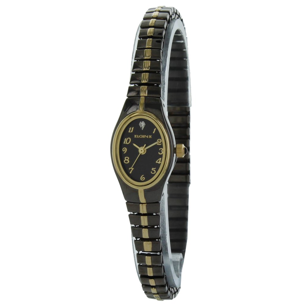 Elgin Elgin Ladies two tone black Quartz Watch stretch band ELL07 Nib
