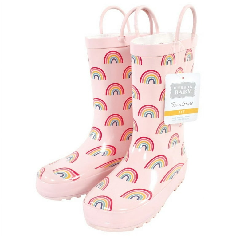 Hudson Baby Rain Boots, Pink Rainbows, Toddler