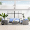thumbnail image 2 of Lounge Sectional Sofa Chair Set, Rattan, Wicker, Light Grey Gray Light Blue, Modern Contemporary Urban Design, Outdoor Patio Balcony Cafe Bistro Garden Furniture Hotel Hospitality, 2 of 10